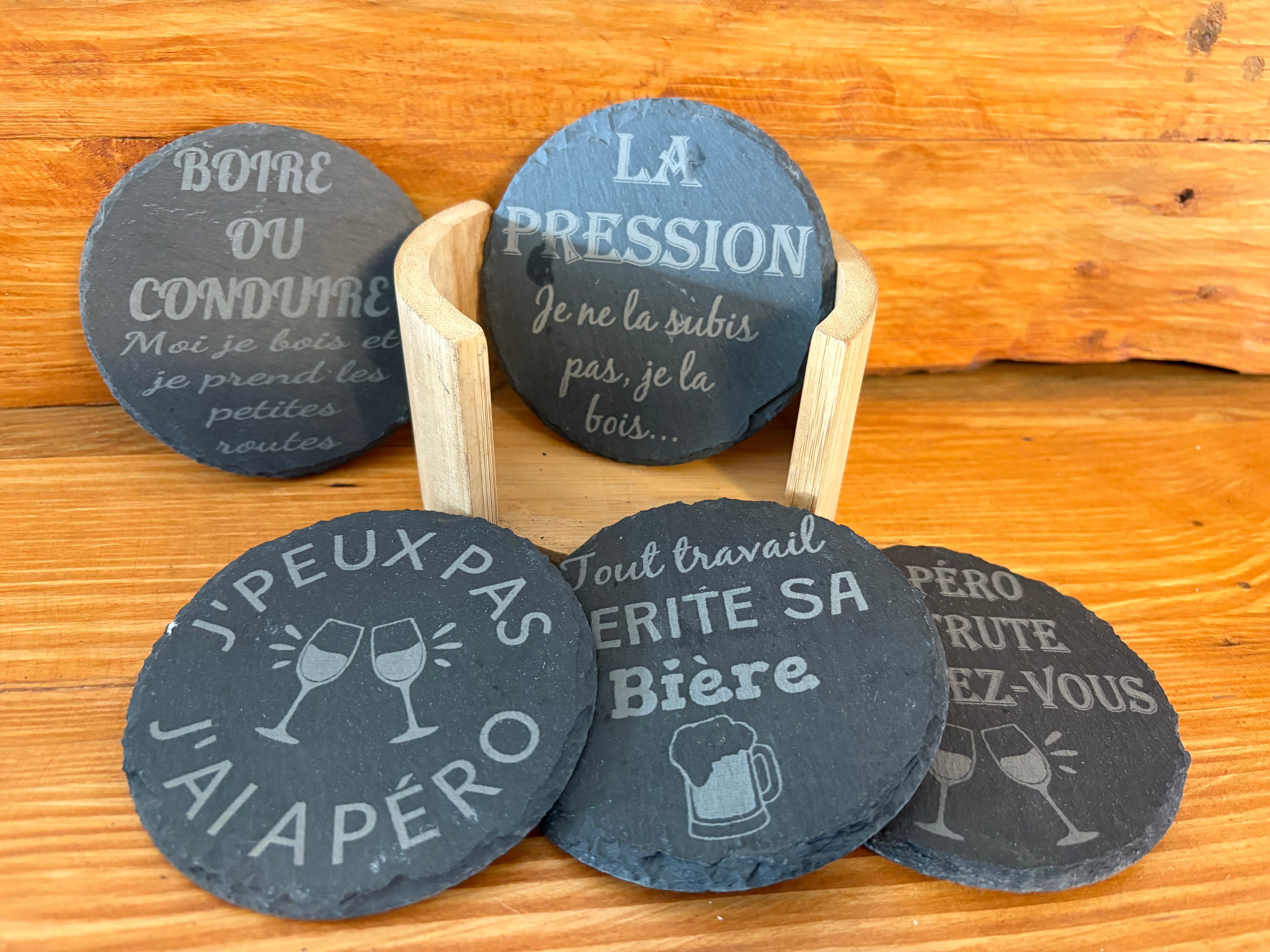Lot 6 Sous verre Ardoise
