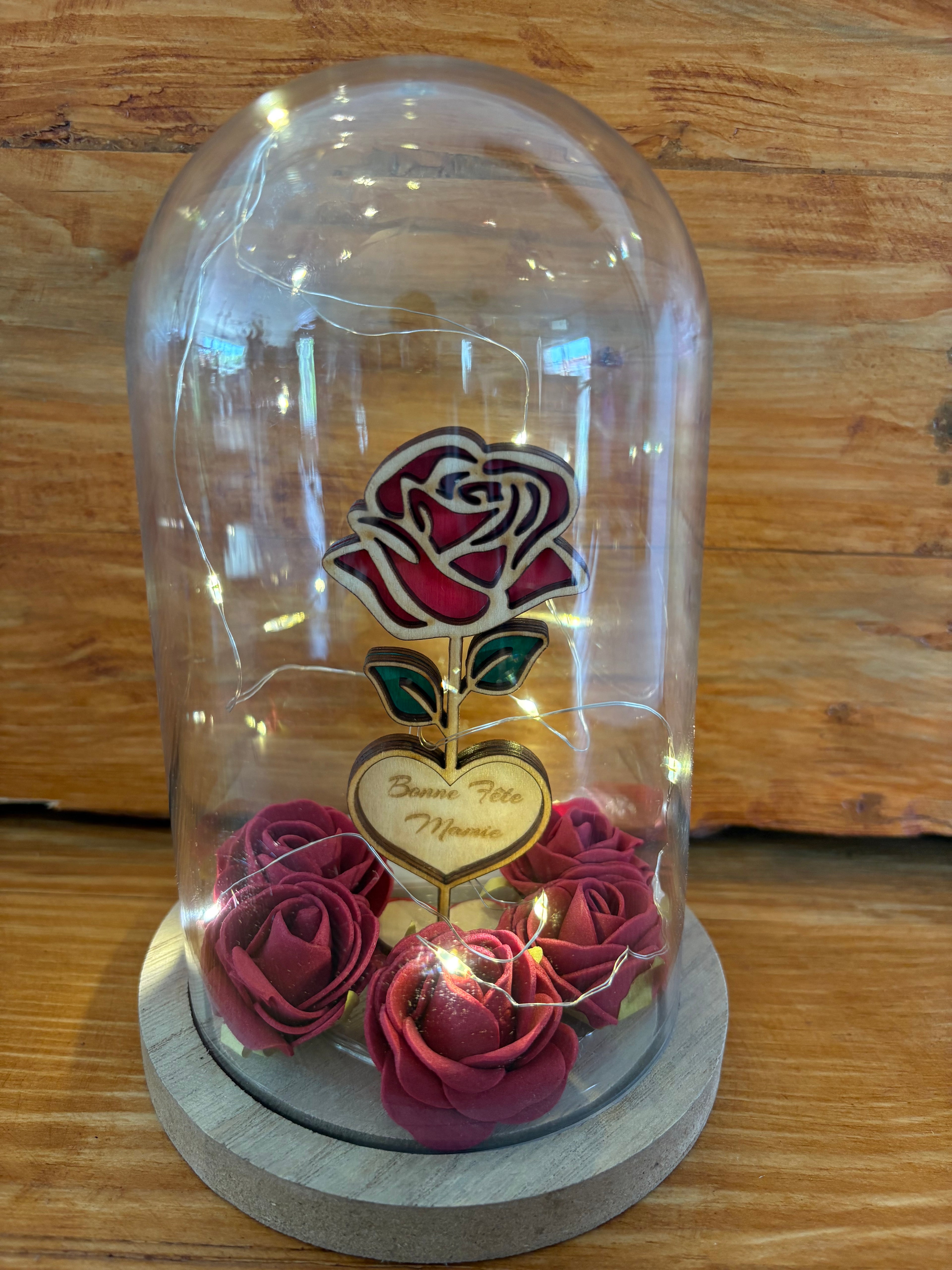 Cloche lumineuse Avec Rose